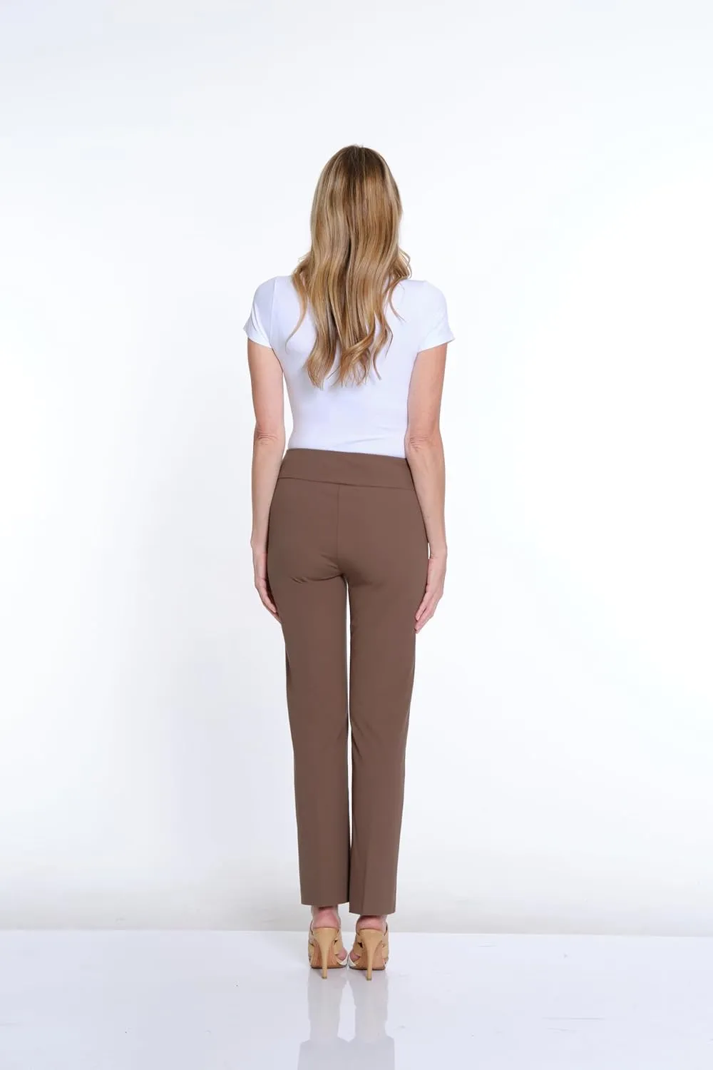 SLIM-SATION Women's Wide Band Pull Over Stove Pipe Leg Pant with Real Front Pockets