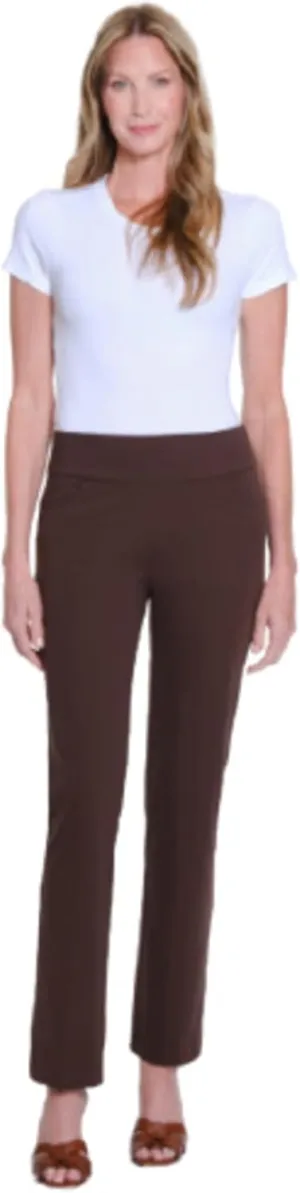 SLIM-SATION Women's Wide Band Pull Over Stove Pipe Leg Pant with Real Front Pockets