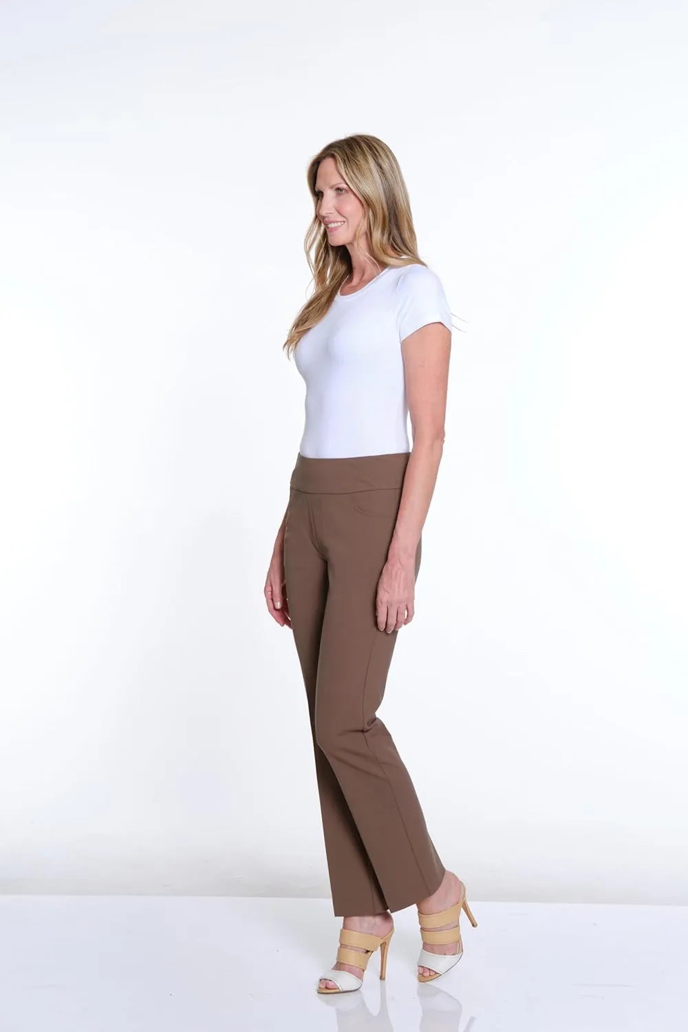 SLIM-SATION Women's Wide Band Pull Over Stove Pipe Leg Pant with Real Front Pockets