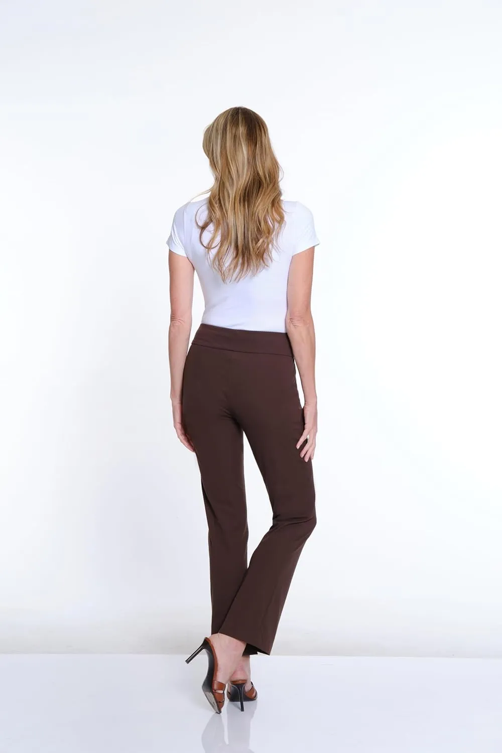 SLIM-SATION Women's Wide Band Pull Over Stove Pipe Leg Pant with Real Front Pockets