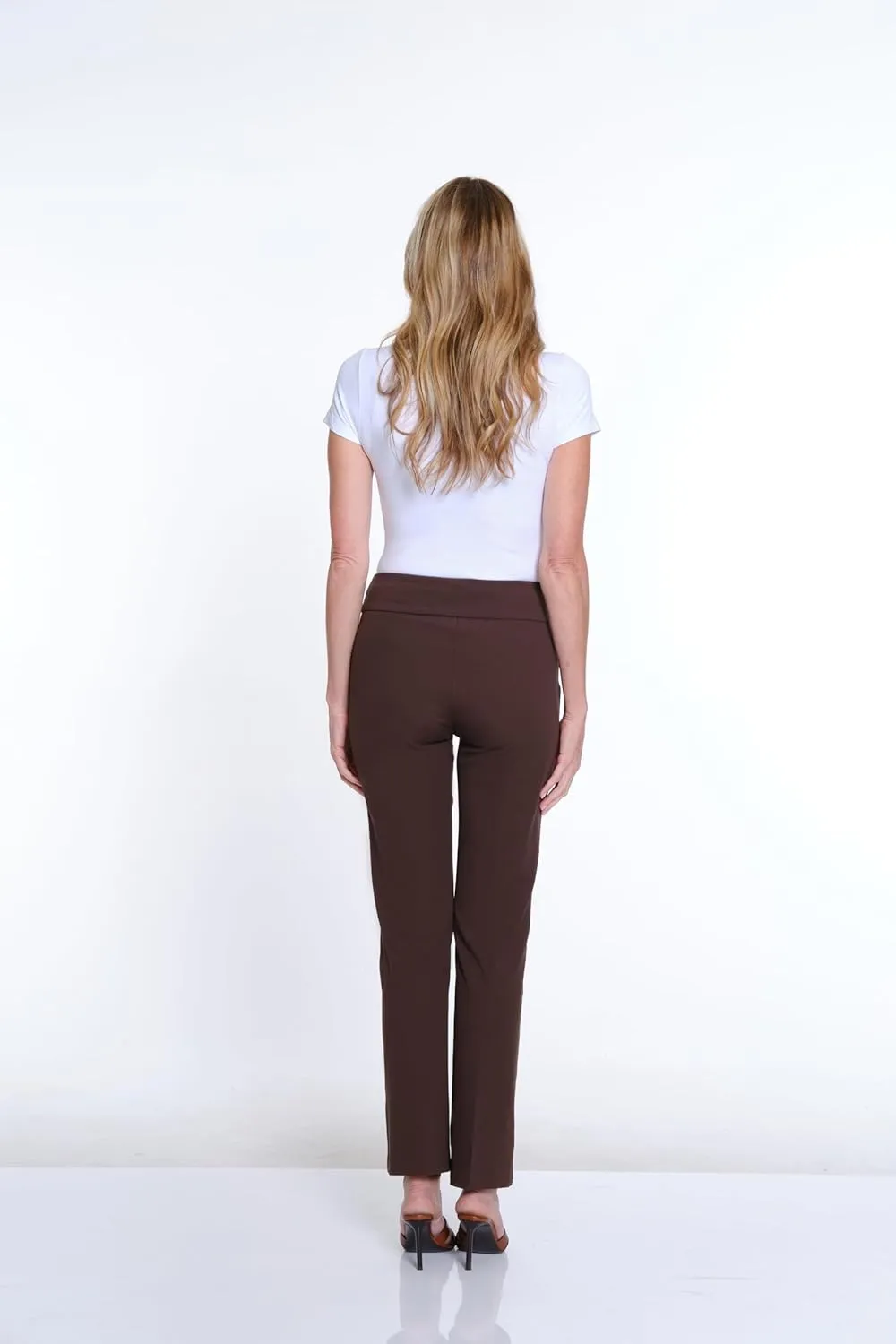 SLIM-SATION Women's Wide Band Pull Over Stove Pipe Leg Pant with Real Front Pockets