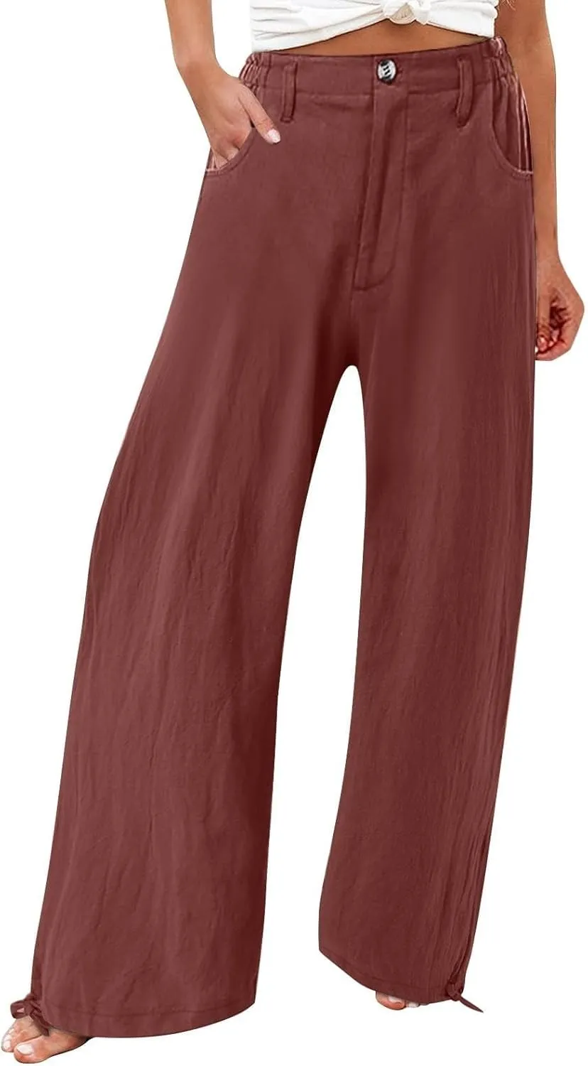 SMIDOW High Waist Wide Leg Pants for Women Trendy 2024 Casual Loose Long Trousers Palazzo Pants with Pockets