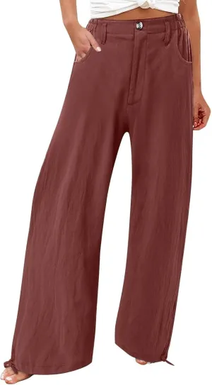 SMIDOW High Waist Wide Leg Pants for Women Trendy 2024 Casual Loose Long Trousers Palazzo Pants with Pockets
