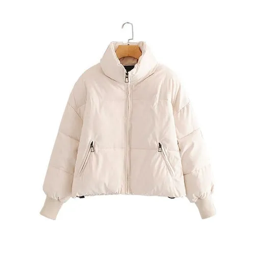Solid Color Oversized Thick Parkas Zipper Pockets Overcoats