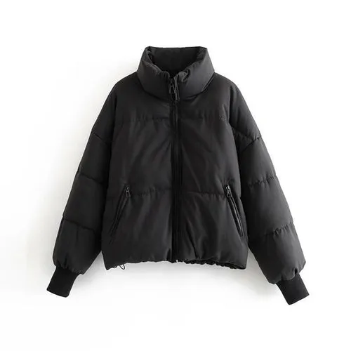 Solid Color Oversized Thick Parkas Zipper Pockets Overcoats
