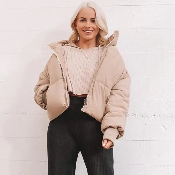 Solid Color Oversized Thick Parkas Zipper Pockets Overcoats