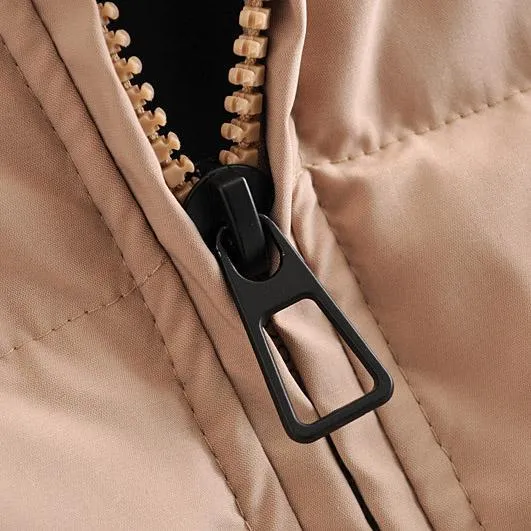 Solid Color Oversized Thick Parkas Zipper Pockets Overcoats