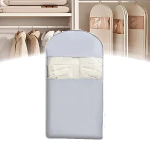 Space Saving Hanging Garment Bag with Self Compression Zipper, 2025 Space Saving Hanging Garment Bag, Winter Coat Storage, Clothes Cover for Hanging, Dust Cover Bags for Down Coat (Grey-L)