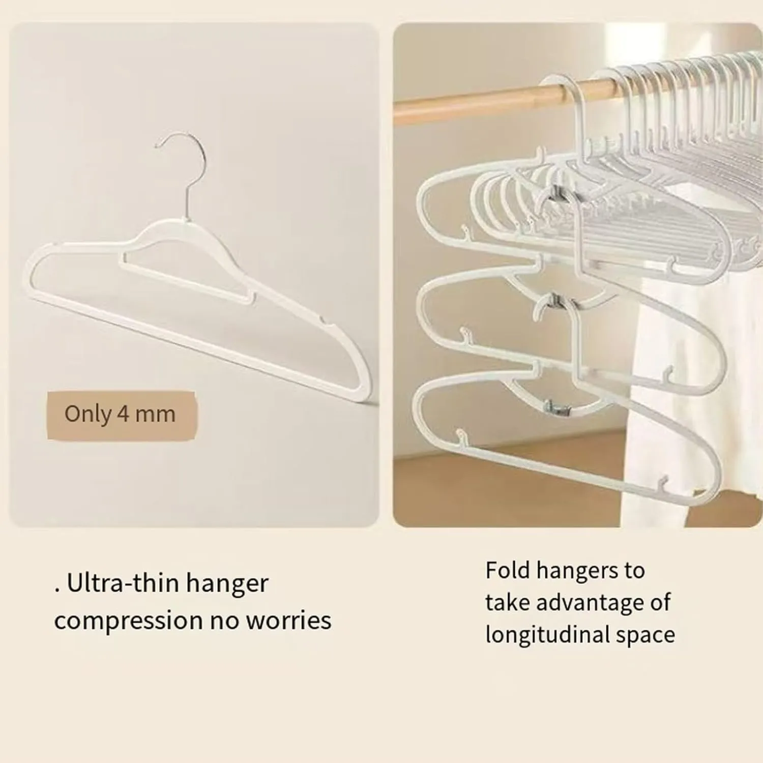 Space Saving Hanging Garment Bag with Self Compression Zipper, 2025 Upgrade Space Saver Closet Organizers, Dust Cover Clothes Bags for Down Coat (White,S)