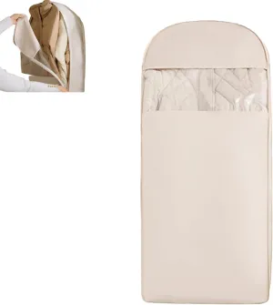 Space Saving Hanging Garment Bag with Self Compression Zipper, Dust Cover Clothes Bags for Down Coat, for Closet Storage, Protects Clothes from Wrinkles Space Saving Garment Bags (White,XL)