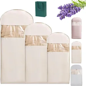 Space Saving Hanging Garment Bag With Self Compression Zipper, Dust Cover Clothes Bags For Down Coat, Space Saver Closet Organizers, Garment Bag For Hanging Clothes (White,M)