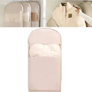 Space Saving Hanging Garment Bag with Self Compression Zipper, Garment Bags for Hanging Clothes, Down Coat Compression Dust Cover for Closet Storage (Pink, L)