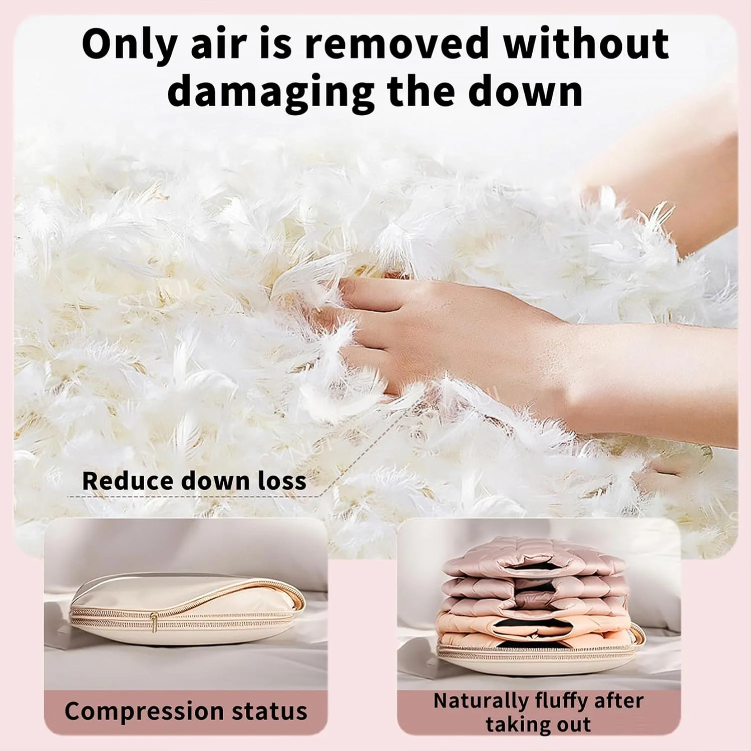 Space Saving Hanging Garment Bag with Self Compression Zipper, Space Saver Closet Organizers, Garment Bags for Hanging Clothes for Closet Storage (Pink, XL-130 * 58 * 15cm)