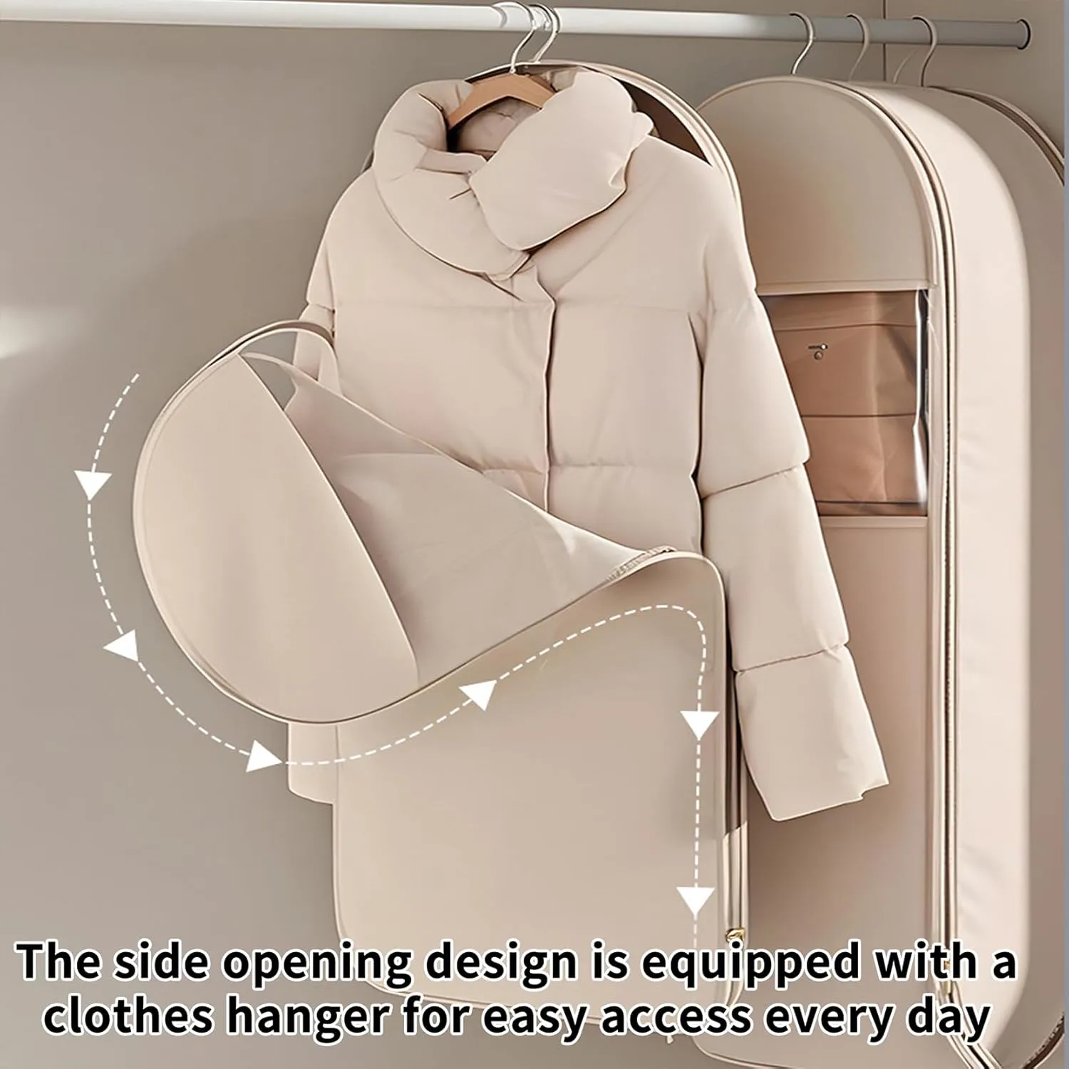 Space Saving Hanging Garment Bag with Self Compression Zipper, Space Saver Closet Organizers, Garment Bags for Hanging Clothes for Closet Storage (Pink, XL-130 * 58 * 15cm)