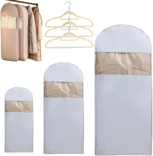 Space Saving Hanging Garment Bag with Self Compression Zipper, Space Saver Closet Organizers, Portable Garment Bags for Travel, Dust Cover Clothes Bags for Down Coat  (Blue, S M XL)