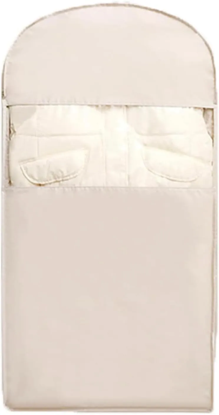 Space Saving Hanging Garment Bag with Self Compression Zipper, Space Saving Bags, Down Coat Compression Dust Cover for Closet Storage (Beige-Large)