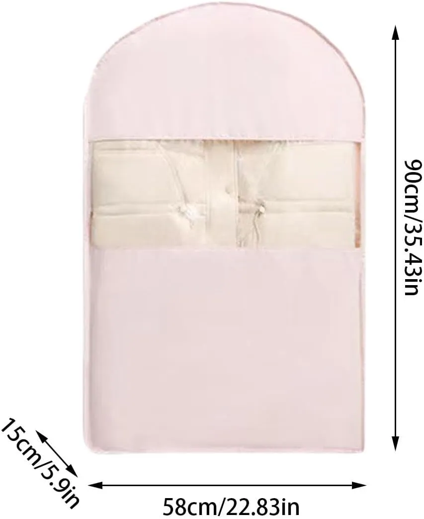 Space Saving Hanging Garment Bag with Self Compression Zipper,Space Closet Organizers, Cover Clothes Bags for Down Coat (D, 90X58X15cm)