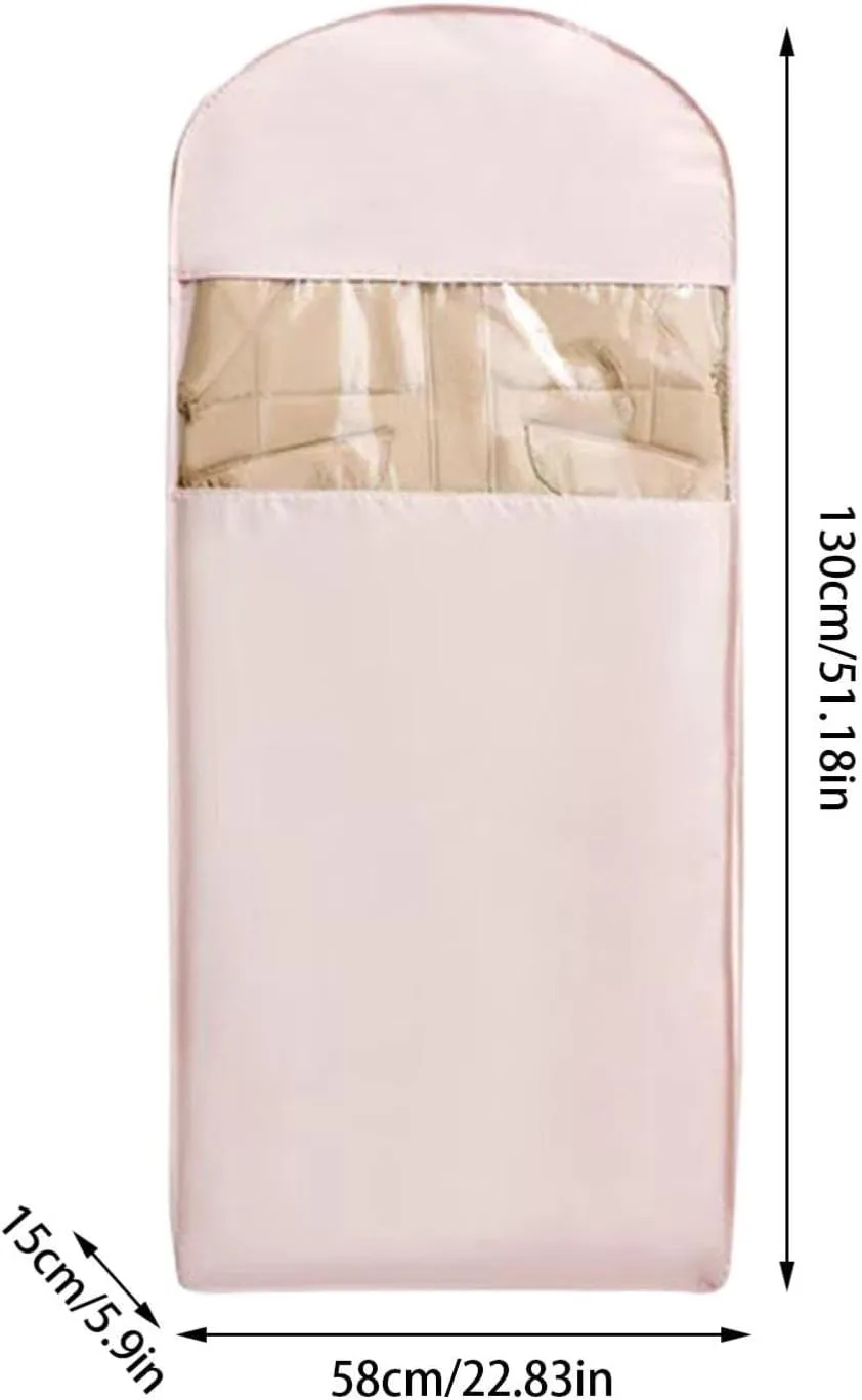 Space Saving Hanging Garment Bag with Self Compression Zipper,Space Saver Closet Organizers,Dust Cover Clothes Bags for Down Coat (Pink, X-Large)