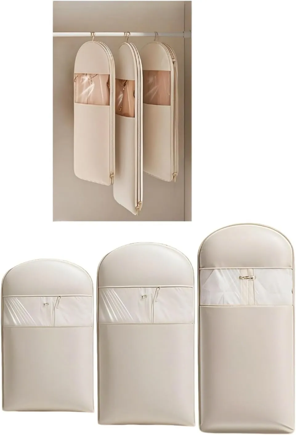Space Saving Hanging Garment Bag with Self Compression Zipper,Space Saver Closet Organizers,Dust Cover Clothes Bags for Down Coat