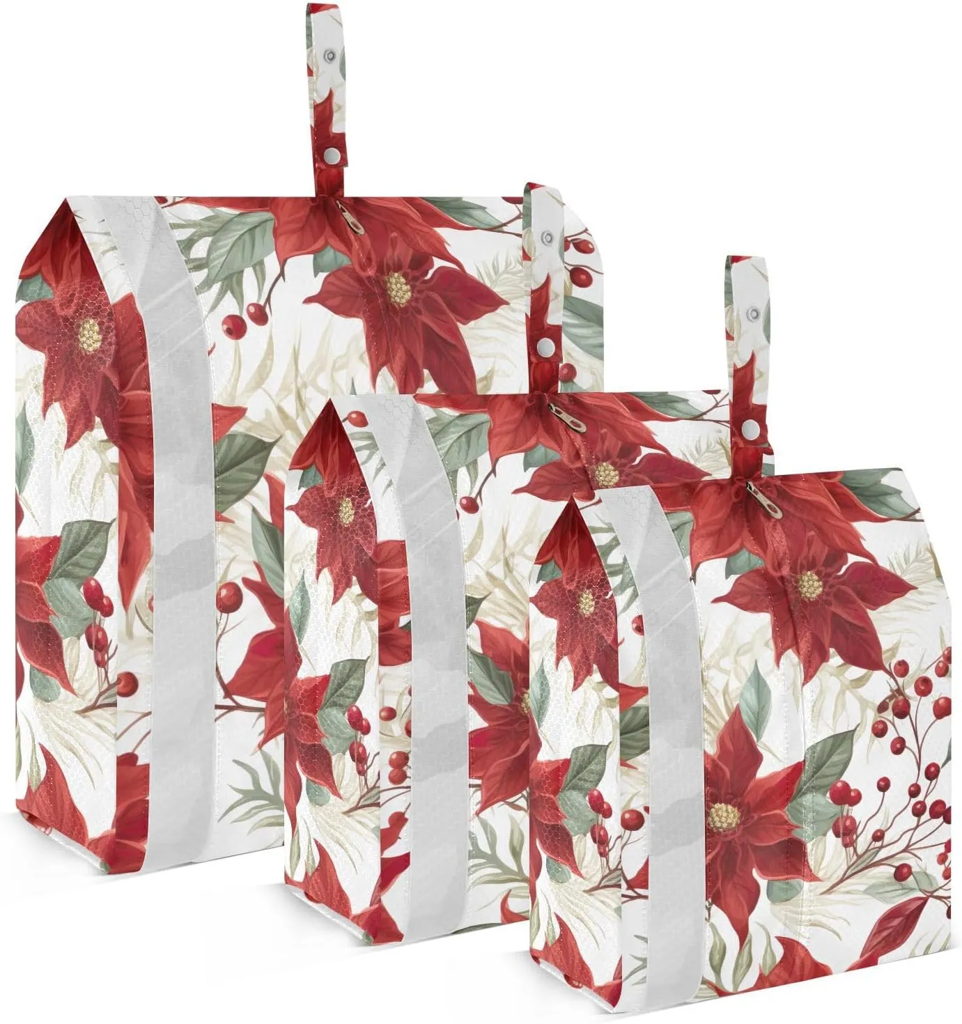 SPRIPORT Berries Red Flowers Christmas 3 Set Compression Packing Cubes for Travel Lightweight Luggage Organizer Bags for Carry on Suitcase Travel Cubes for Vacation Woman Man Clothes