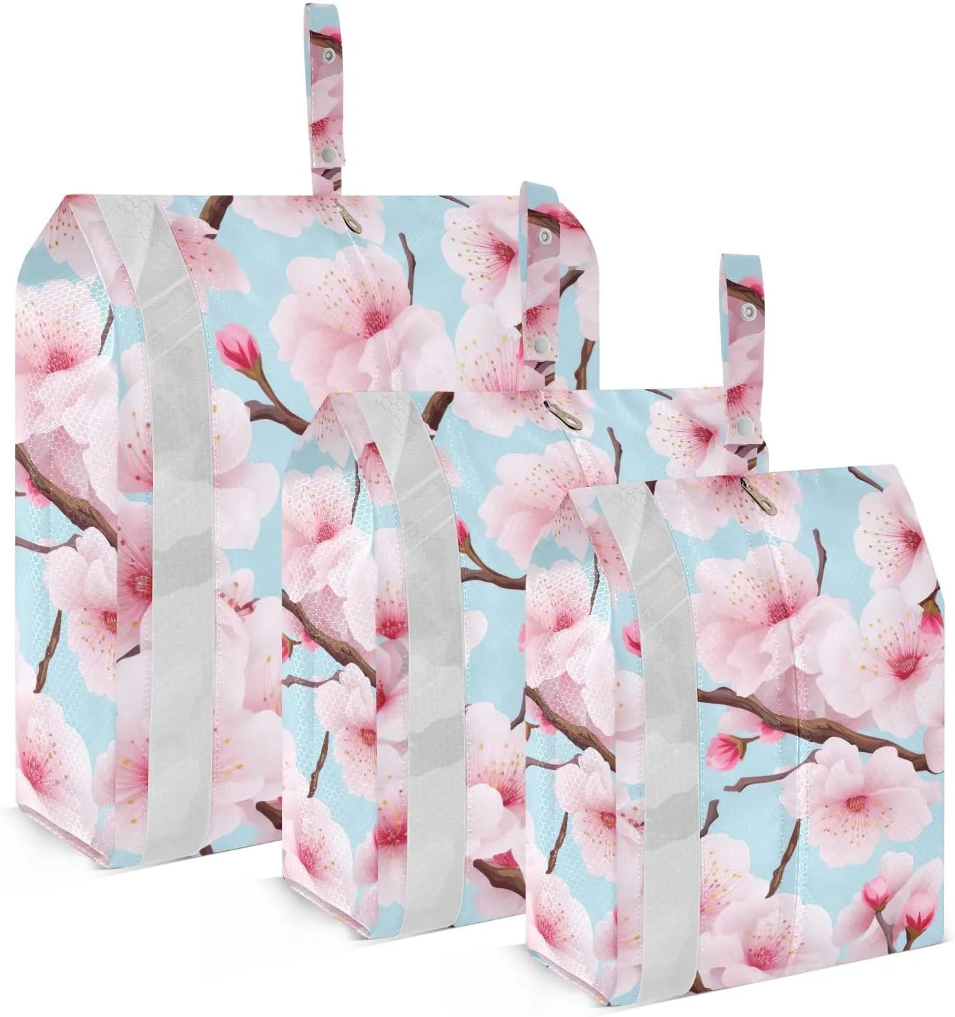 SPRIPORT Blue Cherry Blossom 3 Set Compression Packing Cubes for Travel Lightweight Luggage Organizer Bags for Carry on Suitcase Luggage Cubes for Woman Man Vacation Clothes