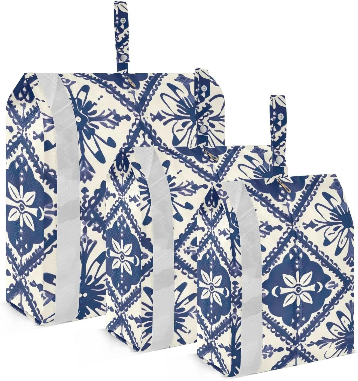 SPRIPORT Blue Talavera Tiles 3 Set Compression Packing Cubes for Travel Lightweight Luggage Organizer Bags for Carry on Suitcase Travel Cubes for Vacation Woman Man Clothes