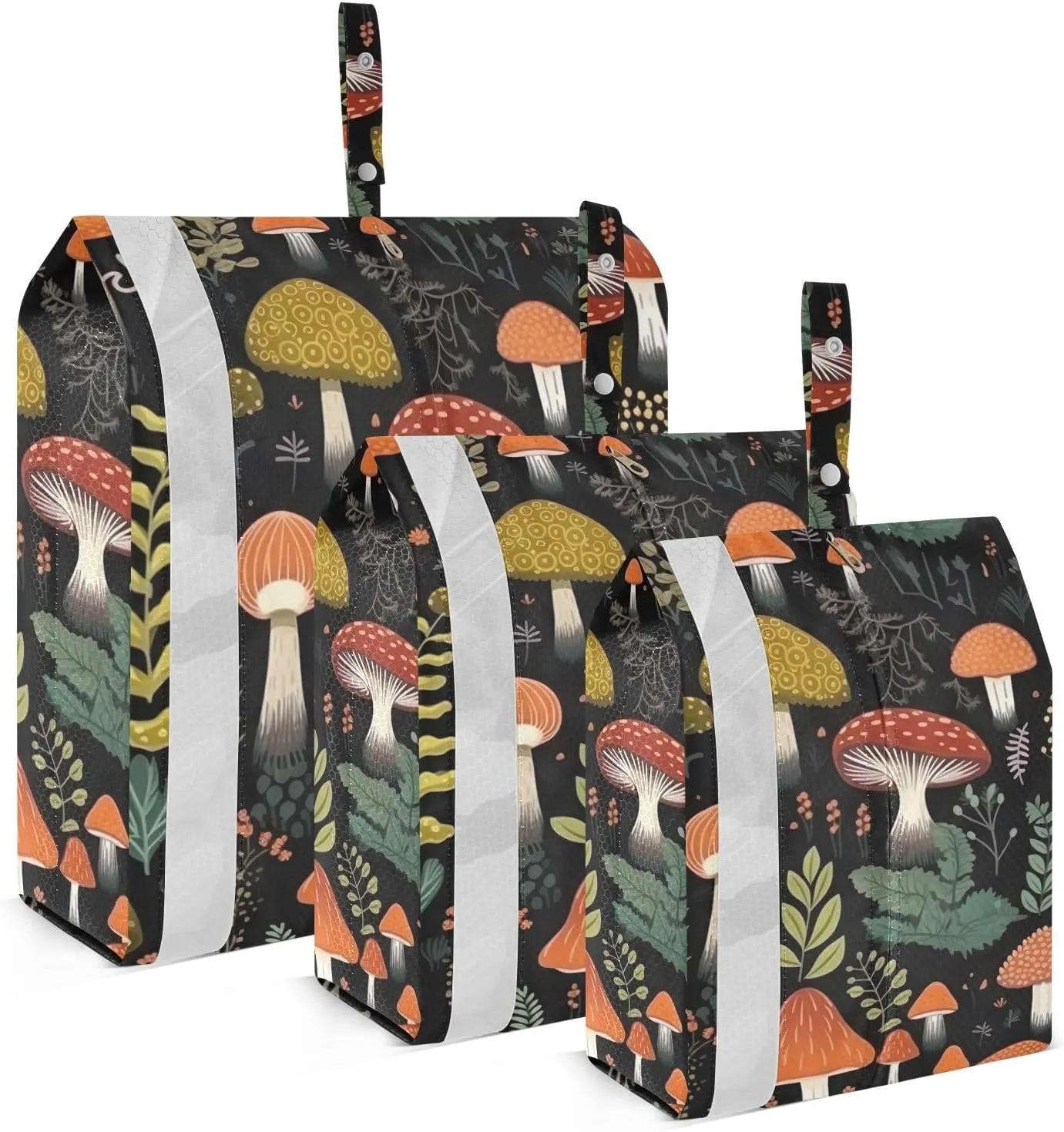 SPRIPORT Cartoon Mushrooms Leaves Plants 3 Set Compression Packing Cubes for Travel Lightweight Luggage Organizer Bags for Carry on Suitcase Travel Essentials for Woman Man Vacation Clothes