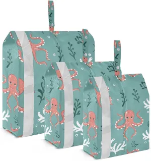 SPRIPORT Cartoon Octopus 3 Set Compression Packing Cubes for Travel Lightweight Luggage Organizer Bags for Carry on Suitcase Luggage Cubes for Vacation Woman Man Clothes