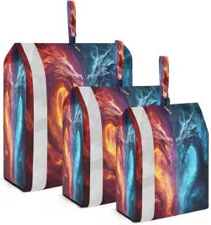 SPRIPORT Fire Dragons Fighting 3 Set Compression Packing Cubes for Travel Lightweight Luggage Organizer Bags for Carry on Suitcase Travel Cubes for Man Woman Vacation Clothes