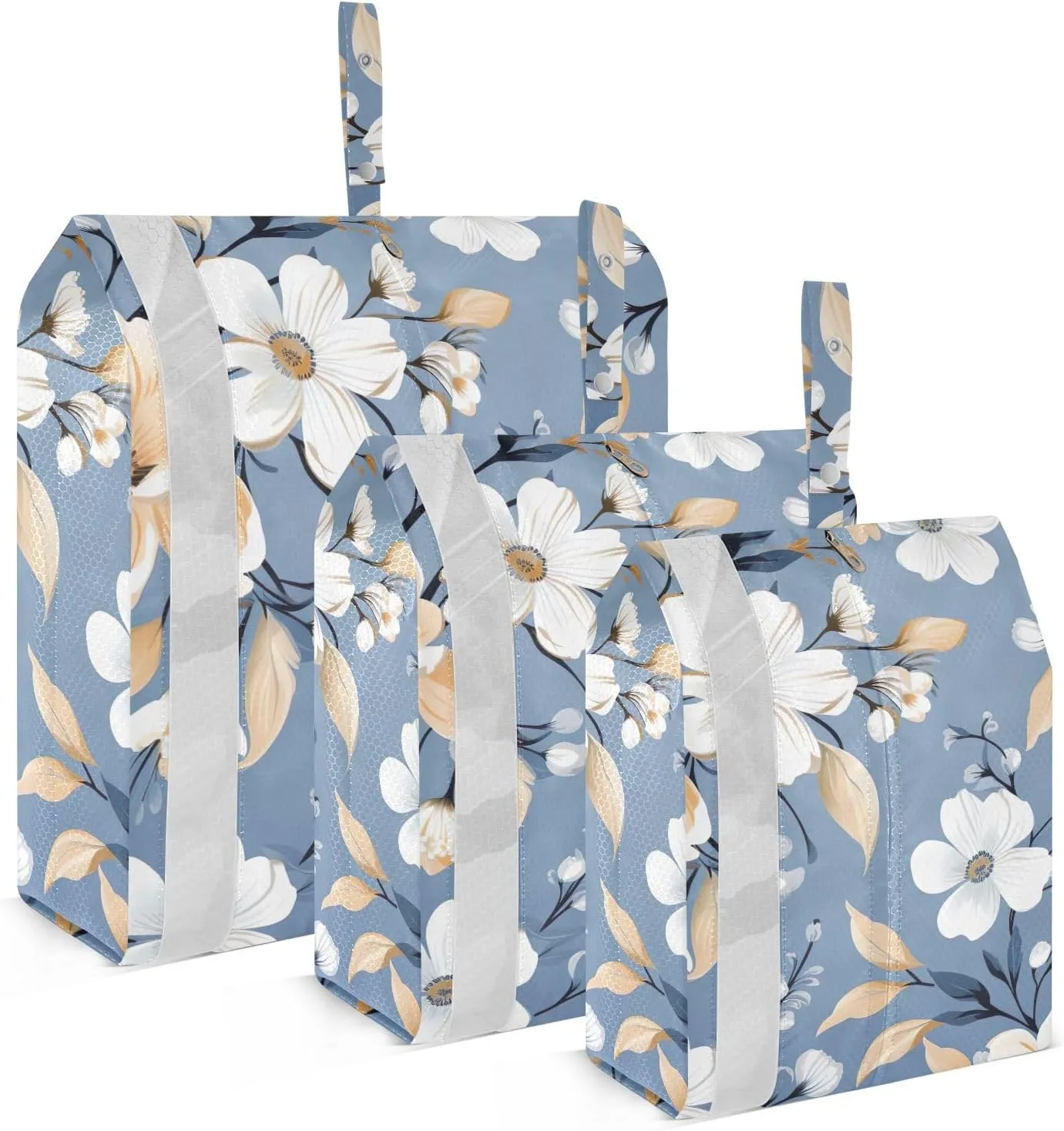 SPRIPORT Flowers Florals Blue 3 Set Compression Packing Cubes for Travel Lightweight Luggage Organizer Bags for Carry on Suitcase Travel Cubes for Vacation Woman Man Clothes