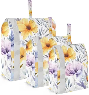 SPRIPORT Flowers Leaves Watercolor 3 Set Compression Packing Cubes for Travel Lightweight Luggage Organizer Bags for Carry on Suitcase Travel Accessories for Vacation Woman Man Clothes