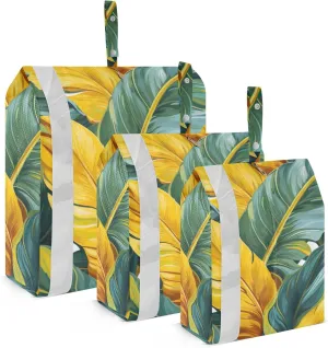 SPRIPORT Golden Banana Leaves 3 Set Compression Packing Cubes for Travel Lightweight Luggage Organizer Bags for Carry on Suitcase Travel Essentials for Man Woman Vacation Clothes