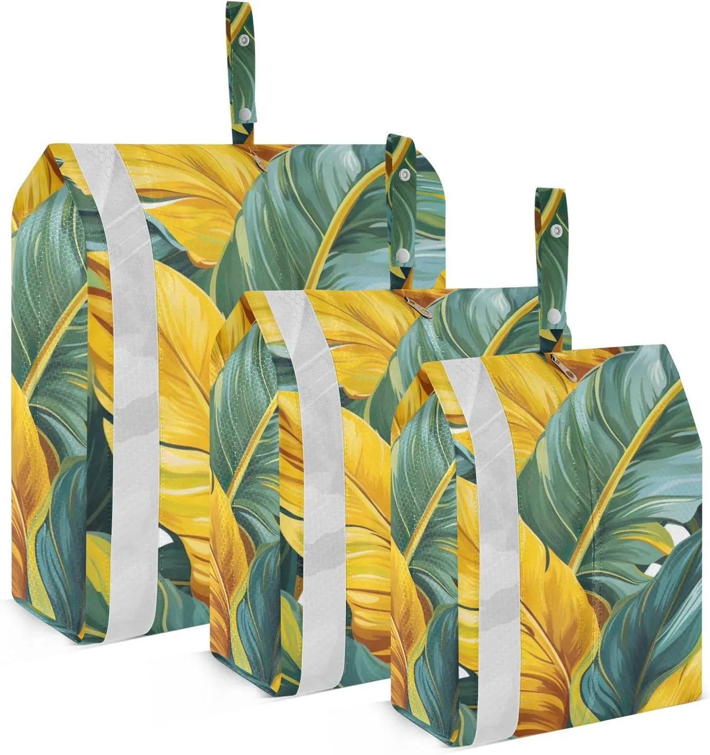 SPRIPORT Golden Banana Leaves 3 Set Compression Packing Cubes for Travel Lightweight Luggage Organizer Bags for Carry on Suitcase Travel Essentials for Man Woman Vacation Clothes