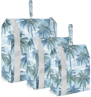 SPRIPORT Green Blue Palm Tree 3 Set Compression Packing Cubes for Travel Lightweight Luggage Organizer Bags for Carry on Suitcase Travel Essentials for Man Woman Vacation Clothes