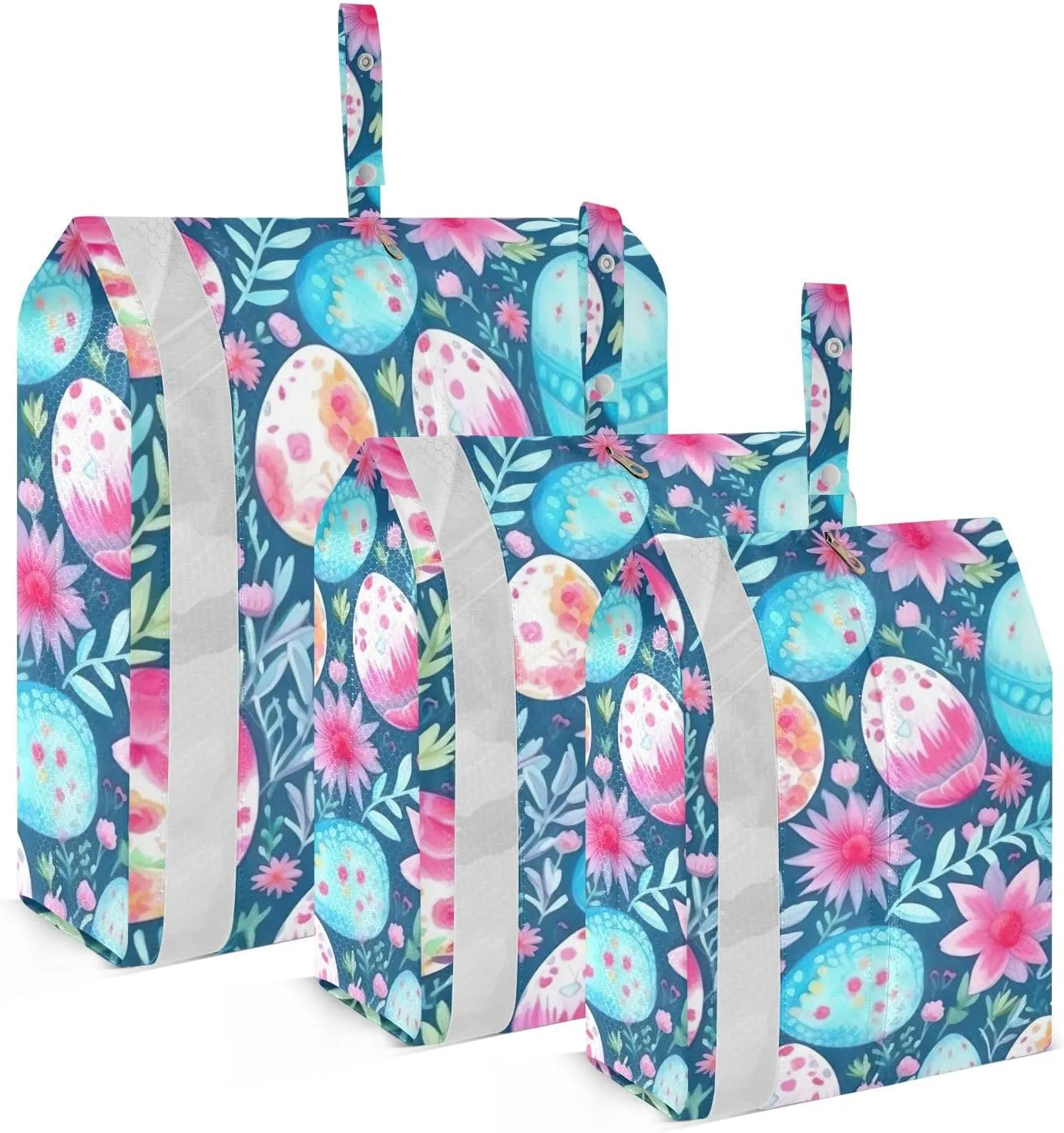 SPRIPORT Happy Easter Eggs Flower 3 Set Compression Packing Cubes for Travel Lightweight Luggage Organizer Bags for Carry on Suitcase Luggage Cubes for Man Woman Vacation Clothes