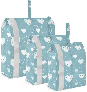SPRIPORT Hearts Blue 3 Set Compression Packing Cubes for Travel Lightweight Luggage Organizer Bags for Carry on Suitcase Luggage Cubes for Woman Man Clothes