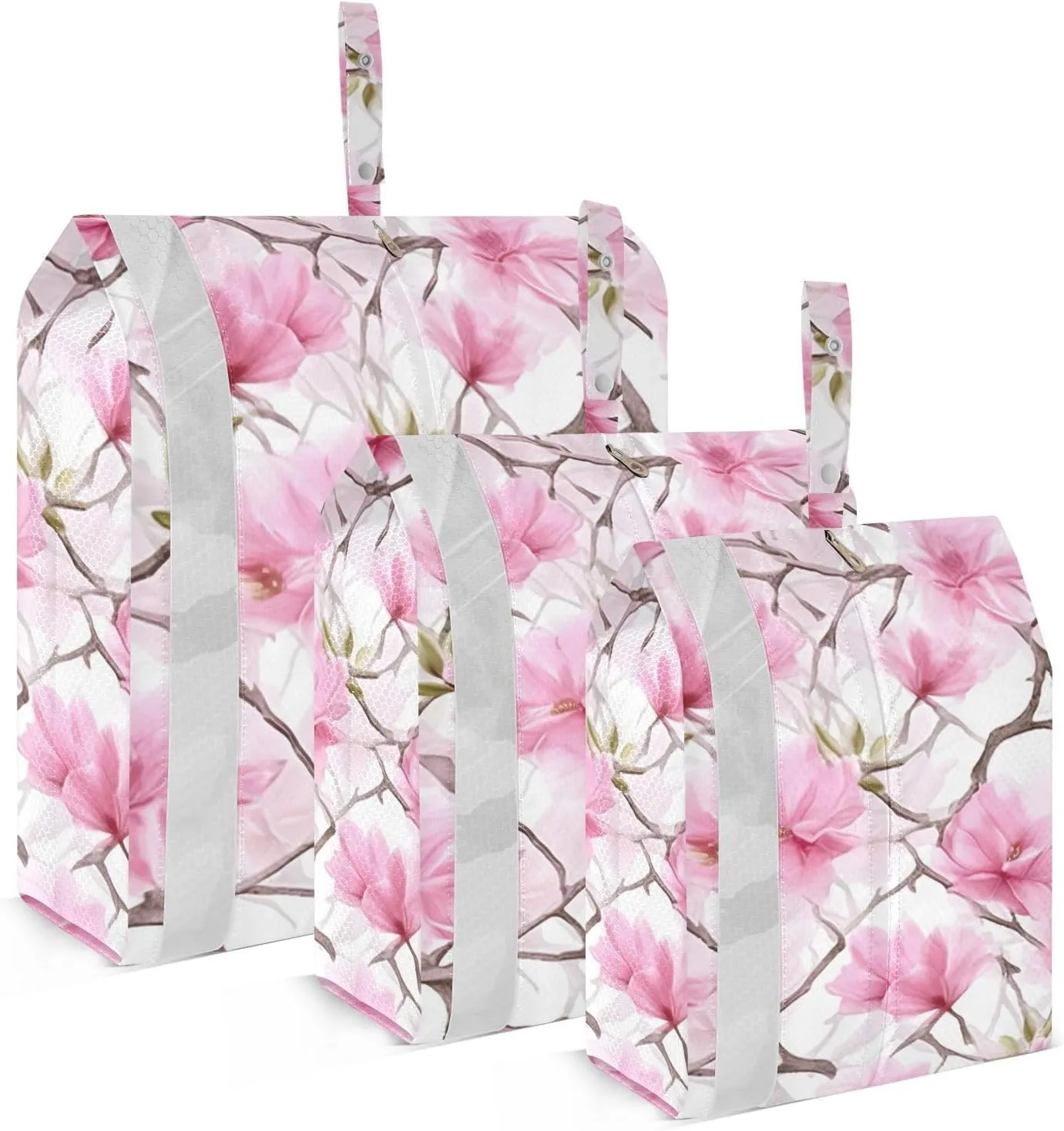 SPRIPORT Pink Cherry Blossoms Flower 3 Set Compression Packing Cubes for Travel Lightweight Luggage Organizer Bags for Carry on Suitcase Luggage Cubes for Man Woman Vacation Clothes