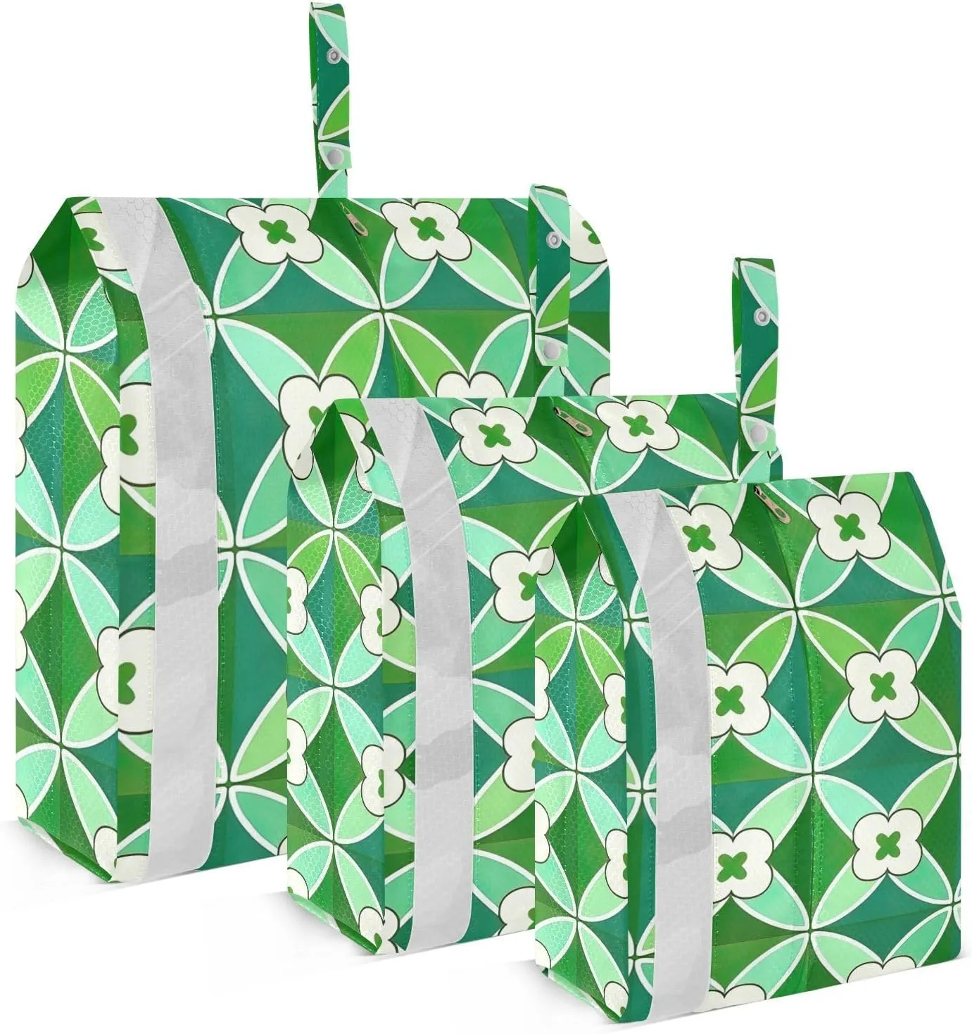 SPRIPORT Stpatrick Day Green Flowers 3 Set Compression Packing Cubes for Travel Lightweight Luggage Organizer Bags for Carry on Suitcase Luggage Cubes for Vacation Man Woman Clothes