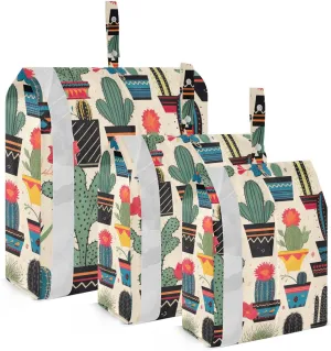 SPRIPORT Succulents Cactus Flower 3 Set Compression Packing Cubes for Travel Lightweight Luggage Organizer Bags for Carry on Suitcase Travel Accessories for Vacation Woman Man Clothes
