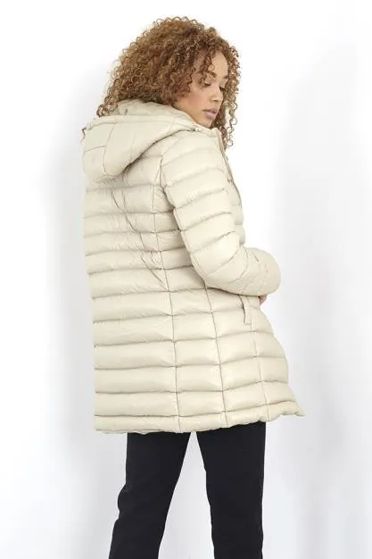 STONE LONGER LENGTH BADGE DETAIL PADDED JACKET