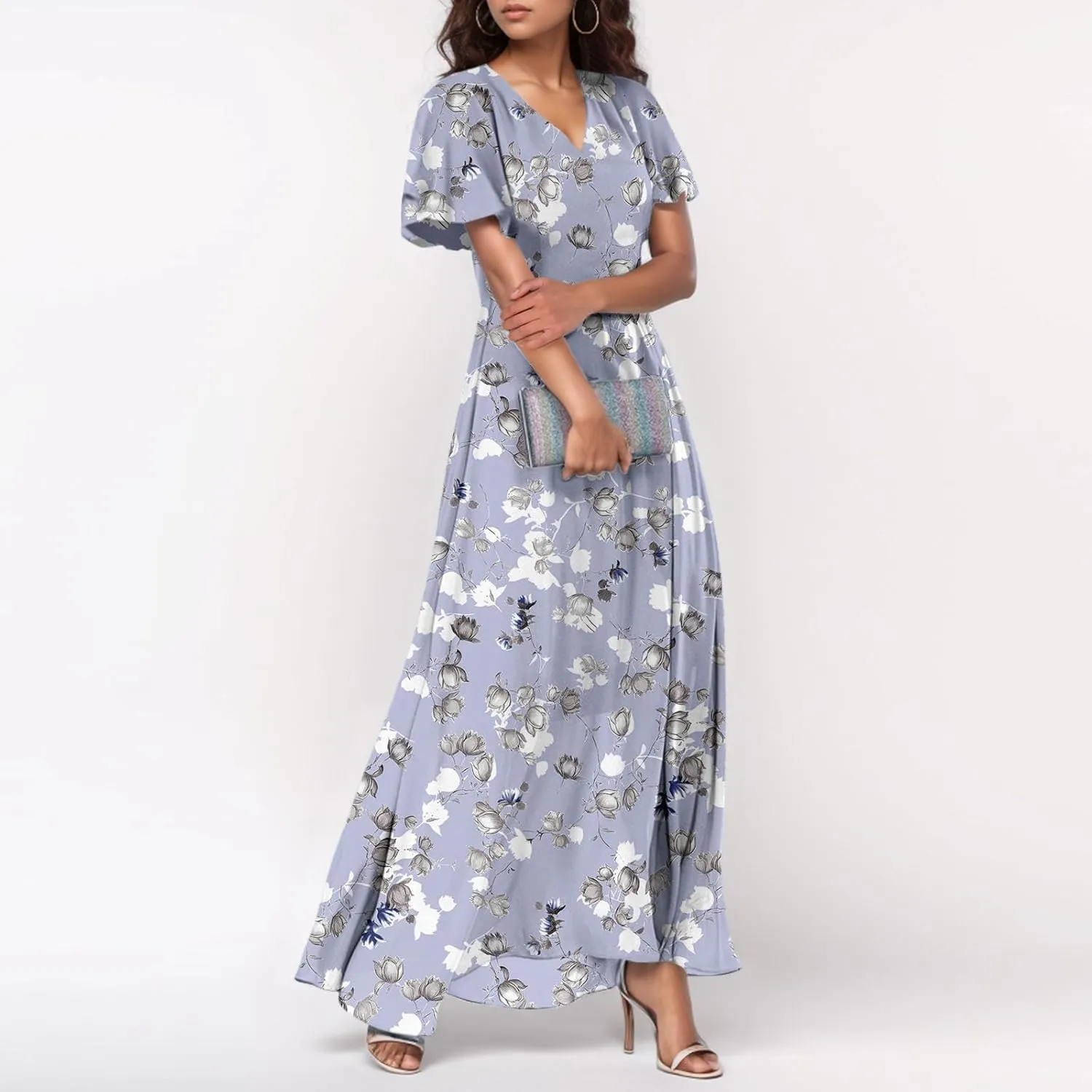 Summer Dress for Women 2025,Swing Flowy Ruffle Hem Casual Chiffon Beach Dresses