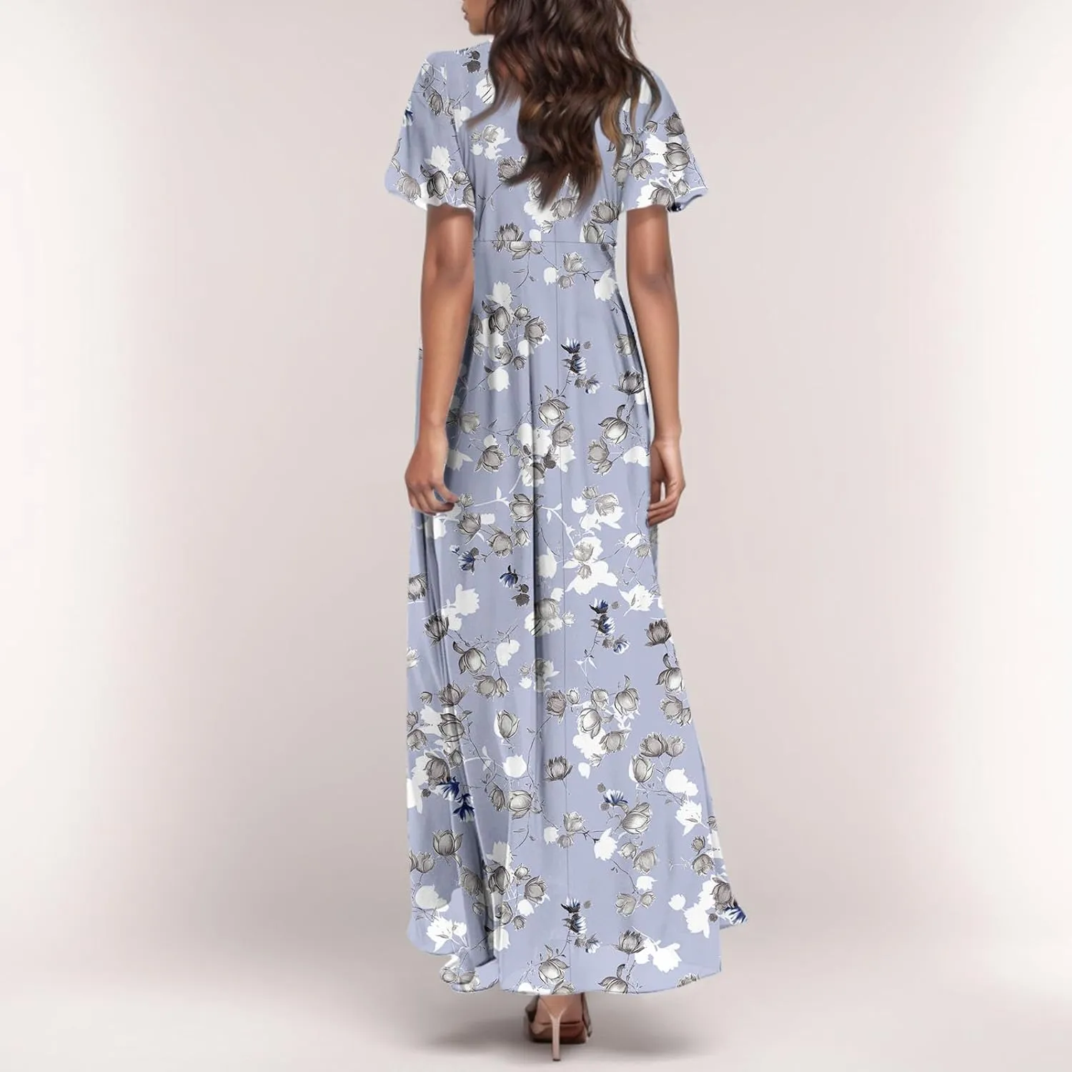Summer Dress for Women 2025,Swing Flowy Ruffle Hem Casual Chiffon Beach Dresses