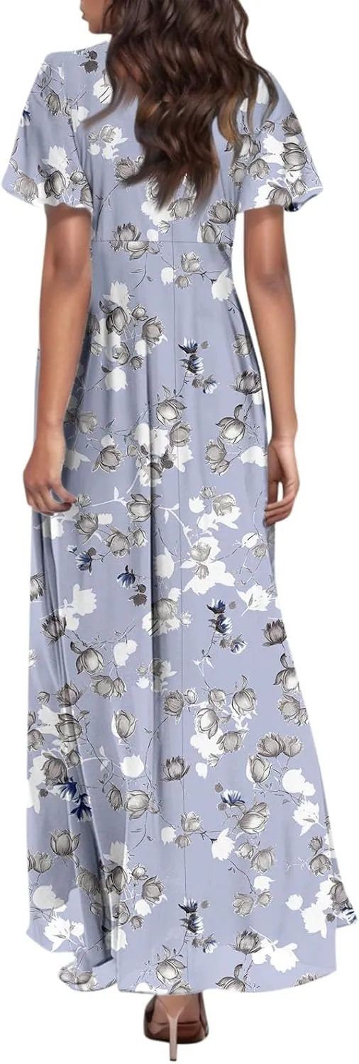 Summer Dress for Women 2025,Swing Flowy Ruffle Hem Casual Chiffon Beach Dresses