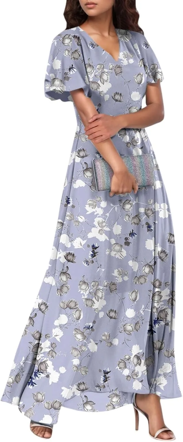 Summer Dress for Women 2025,Swing Flowy Ruffle Hem Casual Chiffon Beach Dresses