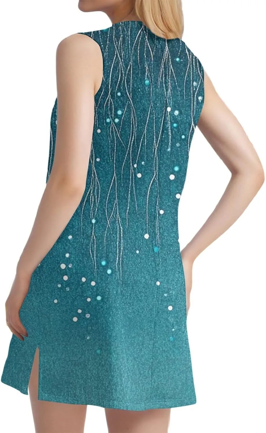 Summer Dresses for Women 2025 Casual Beach Tank Dress Sleeveless T Shirt Dresses Loose Floral Sundresses with Split