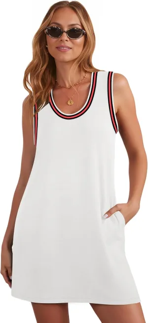 Summer Dresses for Women 2025 Casual Sleeveless Tank Dress Beach Vacation Cruise Mini Sundress with Pockets