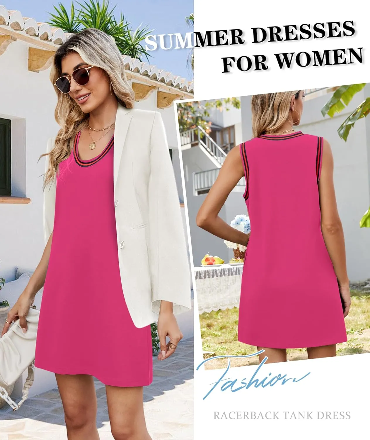 Summer Dresses for Women 2025 Casual Sleeveless Tank Dress Beach Vacation Cruise Mini Sundress with Pockets
