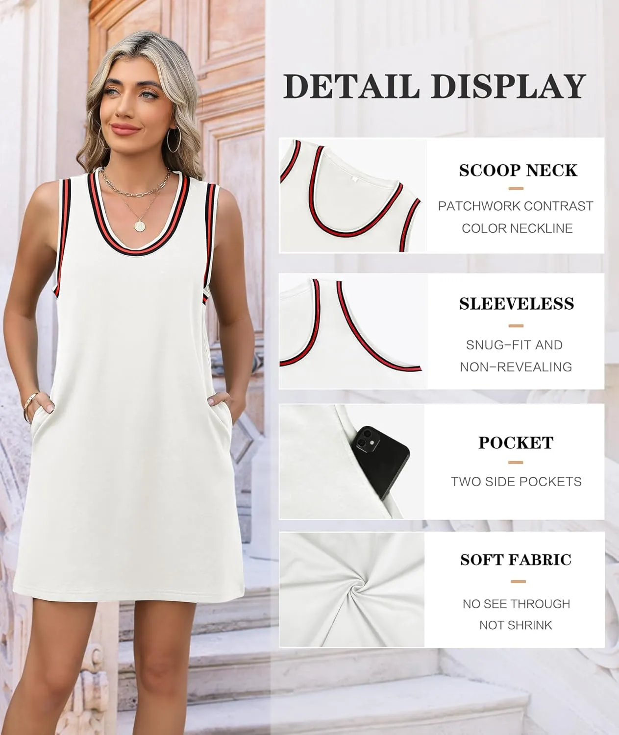 Summer Dresses for Women 2025 Casual Sleeveless Tank Dress Beach Vacation Cruise Mini Sundress with Pockets