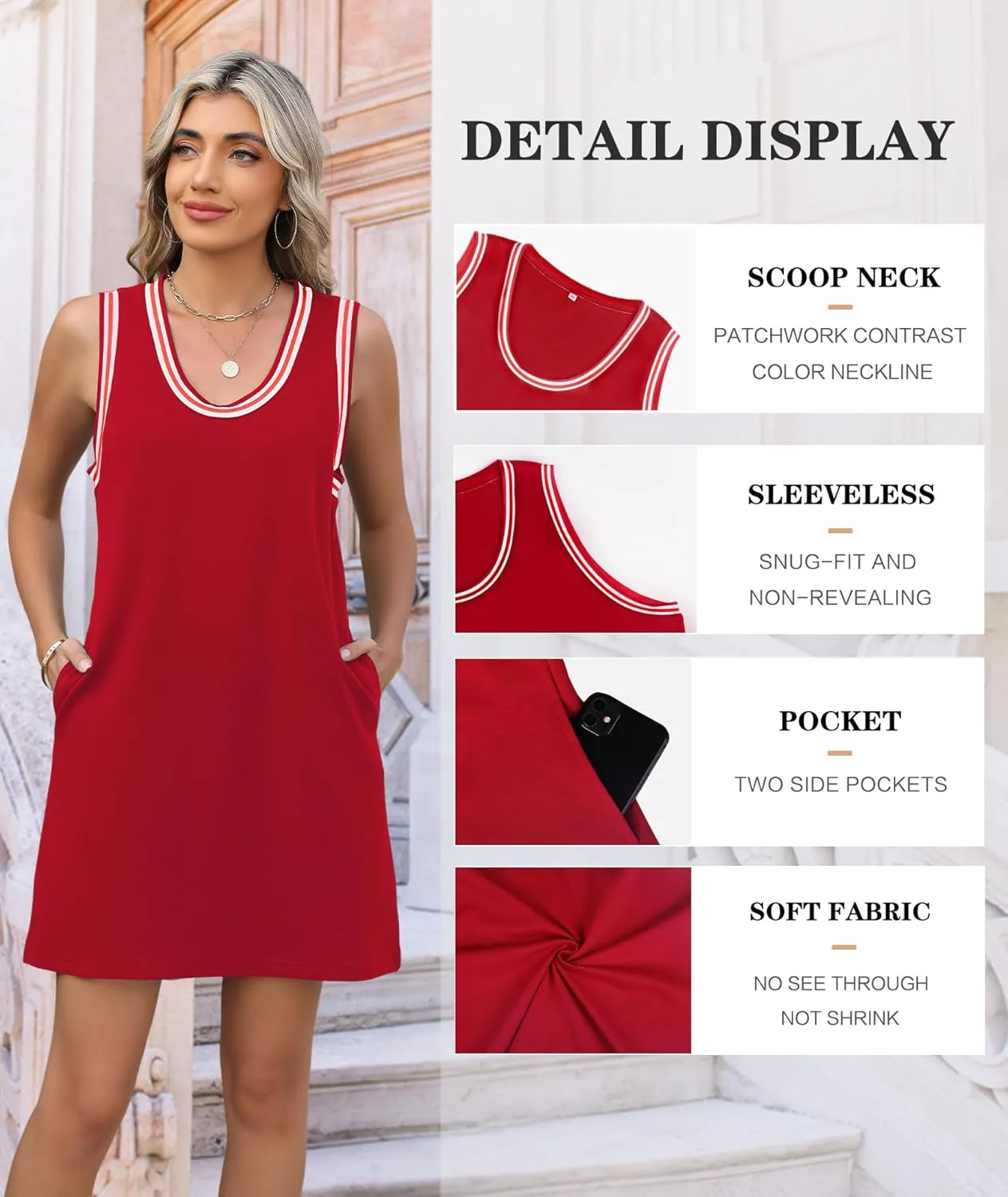 Summer Dresses for Women 2025 Casual Sleeveless Tank Dress Beach Vacation Cruise Mini Sundress with Pockets