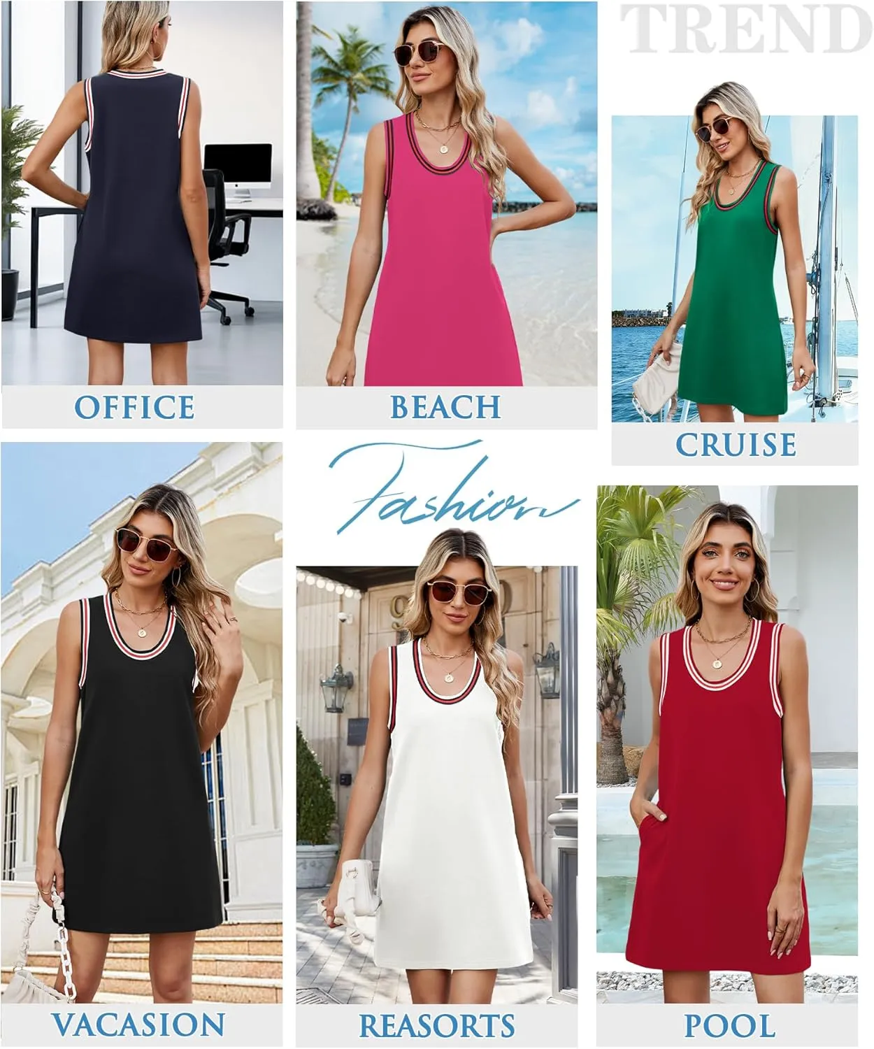 Summer Dresses for Women 2025 Casual Sleeveless Tank Dress Beach Vacation Cruise Mini Sundress with Pockets